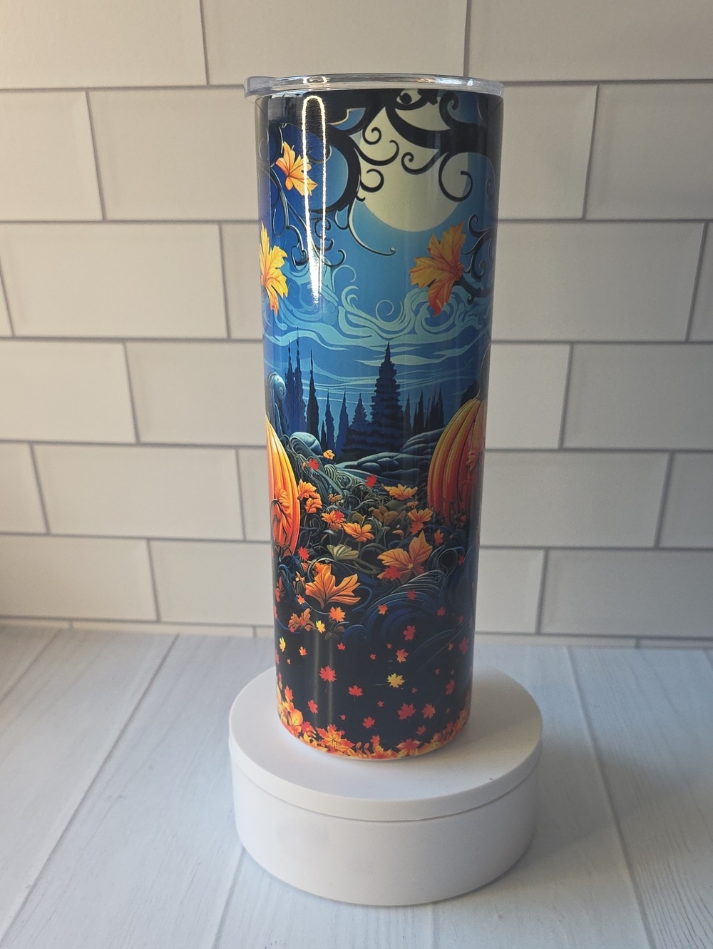 Autumn Night Blue & Orange Decorative Tumbler